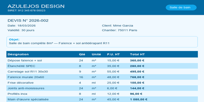 Devis carrelage - Salle de bain