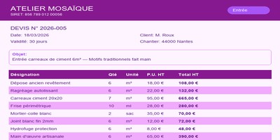 Devis carrelage - Carreaux ciment