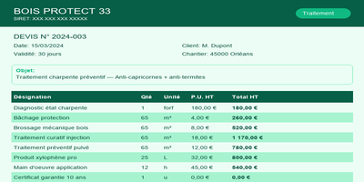 Devis charpente volets bois (×8)