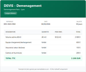 Devis déménagement - Paris → Lyon