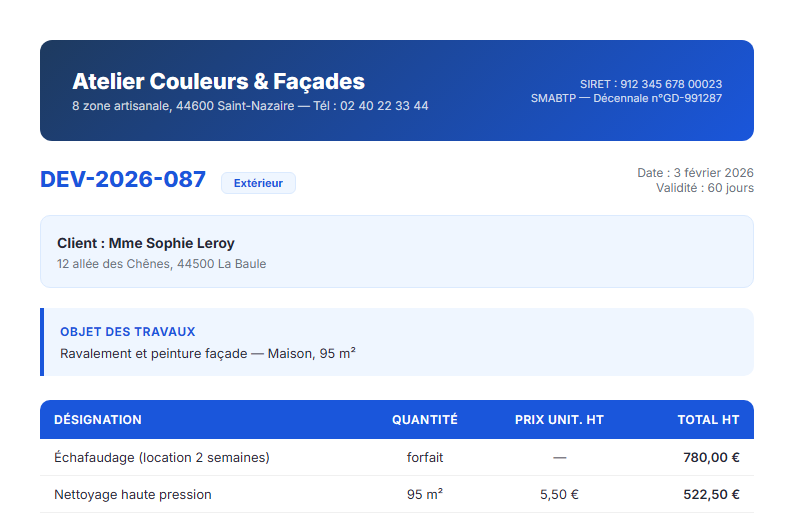 Devis exemple 2