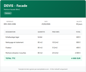 Devis façade - Peinture 80m²