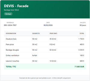 Devis façade - Bois 50m²
