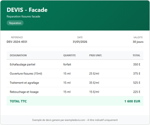 Devis façade - Fissures 15ml