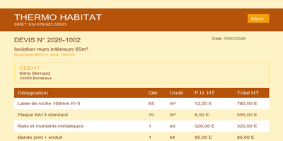 Devis isolation - ITI 80m²