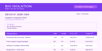 Devis isolation - Plancher bas 50m²