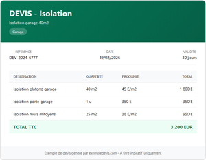 Devis isolation - Isolation garage