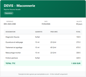 Devis maçonnerie - Fissures façade