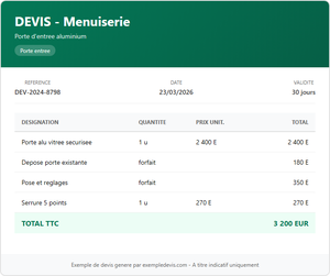 Devis menuiserie - Porte alu