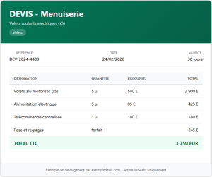 Devis menuiserie - Roulants électriques