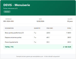 Devis menuiserie - Portes intérieures
