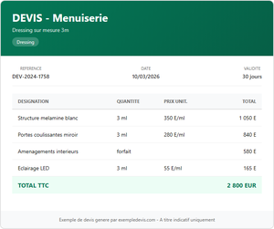 Devis menuiserie - Sur mesure 3m