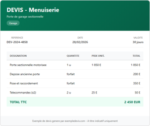 Devis menuiserie - Porte sectionnelle