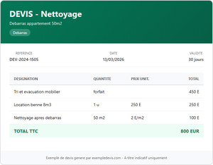 Devis nettoyage - Appartement 50m²