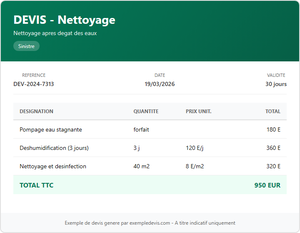 Devis nettoyage - Dégât des eaux
