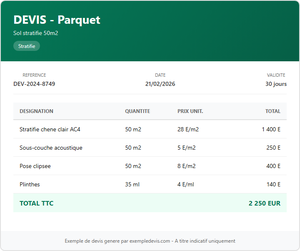 Devis parquet - Sol stratifié 50m²