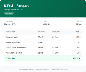 Devis parquet - Ponçage 35m²