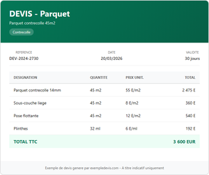 Devis parquet - Contrecollé 45m²