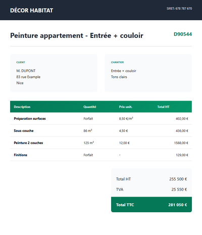 Devis peinture appartement - Entree couloir