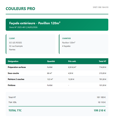 Devis facade exterieure - Pavillon 120m2