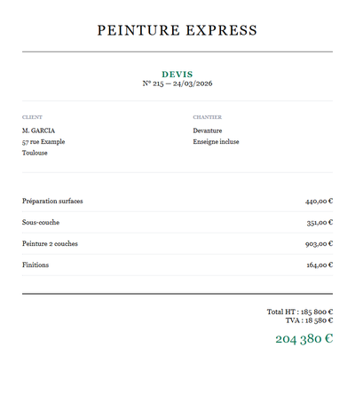 Devis facade exterieure - Devanture