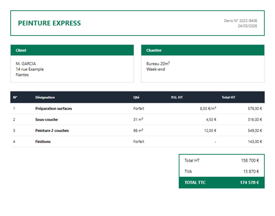 Devis micro-entreprise - Bureau 20m2