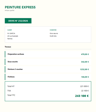 Devis modele pdf - Gros oeuvre