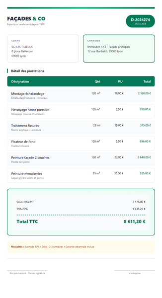 Devis peinture - Ravalement façade