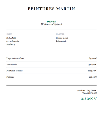 Devis ratissage peinture - Plafond fissure