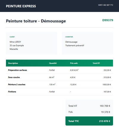 Devis peinture toiture - Demoussage