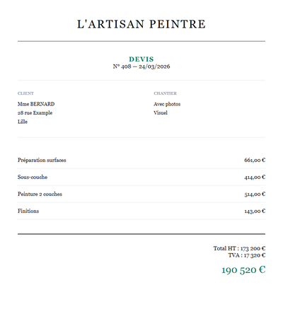 Devis modele word - Avec photos