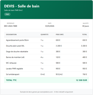 Devis salle de bain - Accessible 8m²